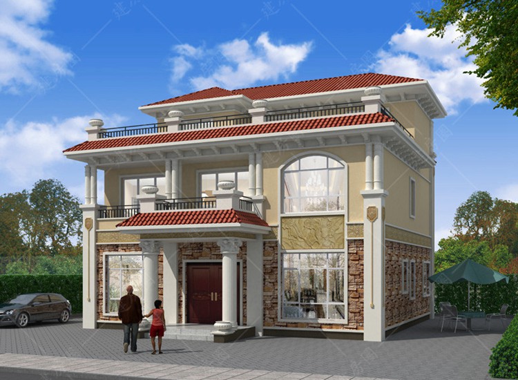 農(nóng)村40萬(wàn)三層歐式自建別墅設(shè)計(jì)圖紙，帶全套施工圖