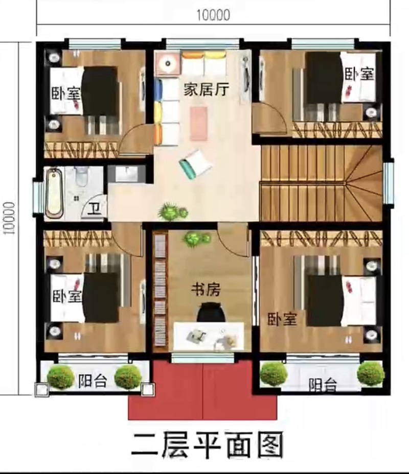 二層農(nóng)村簡(jiǎn)約別墅設(shè)計(jì)平面圖