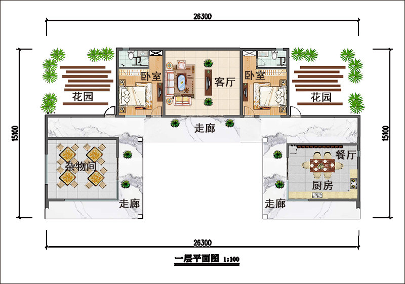 農村一層半別墅戶型圖