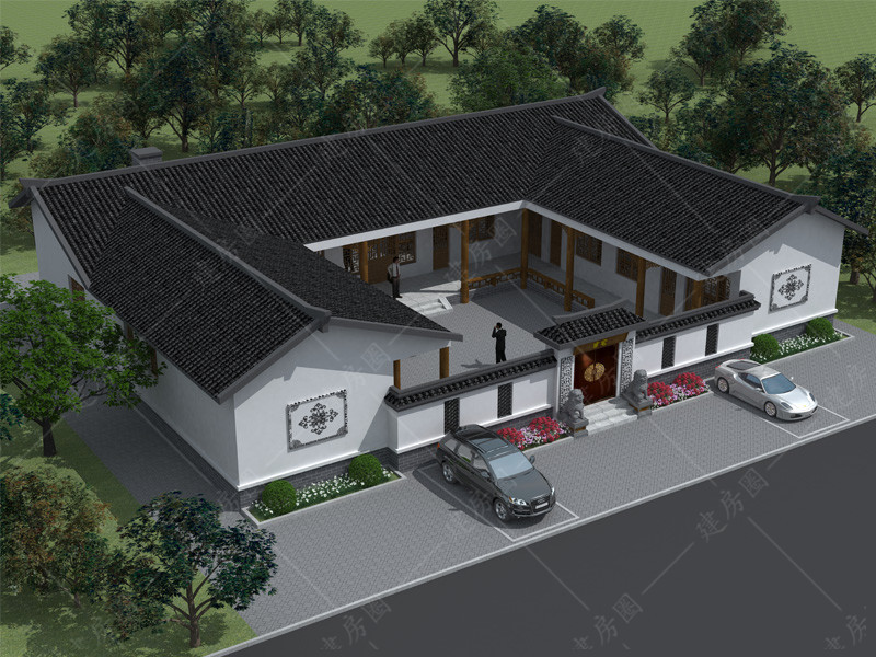 農(nóng)村自建房設(shè)計(jì)圖一層帶車庫效果圖