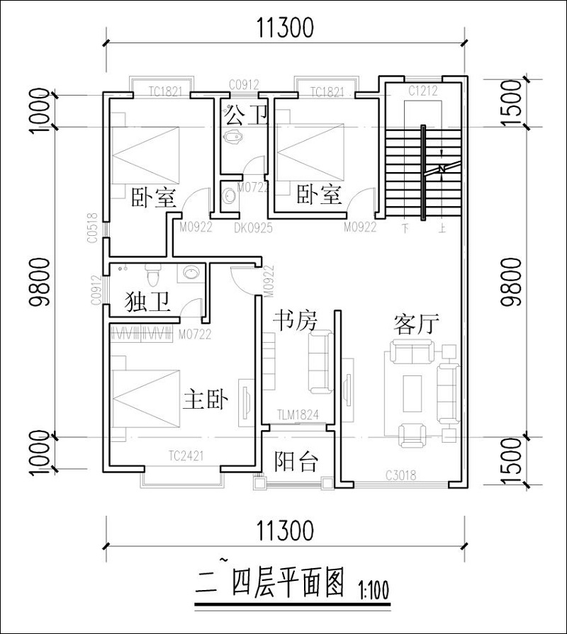 農(nóng)村四層樓房戶型圖