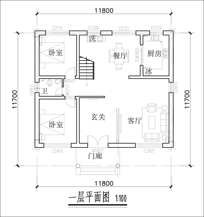 農村二層自建別墅戶型圖