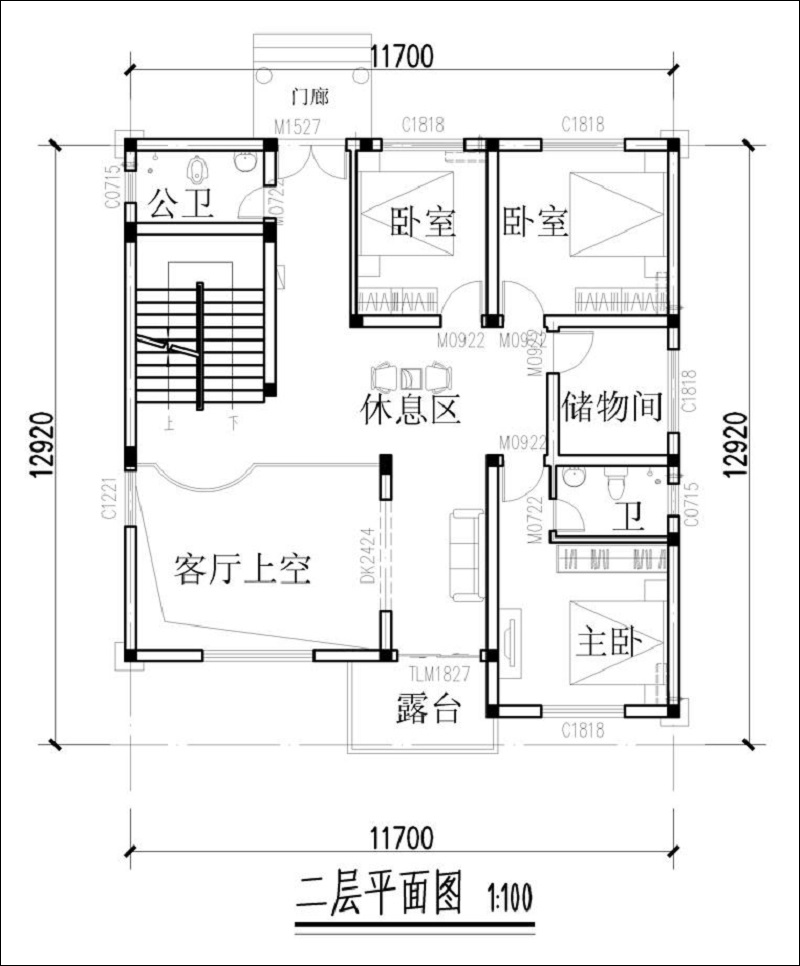 農(nóng)村自建房二層平面圖