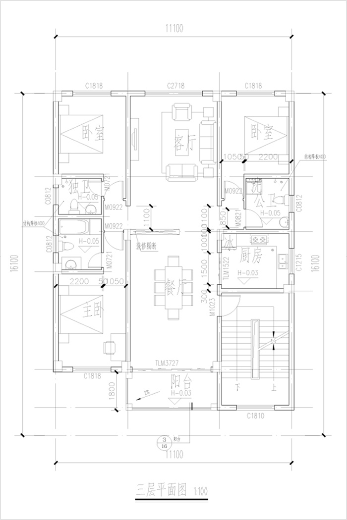 臨街門面建房三層設(shè)計(jì)圖