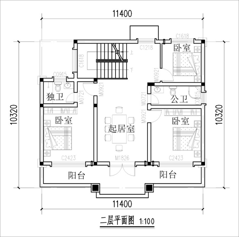 20萬(wàn)農(nóng)村小別墅二層效果圖