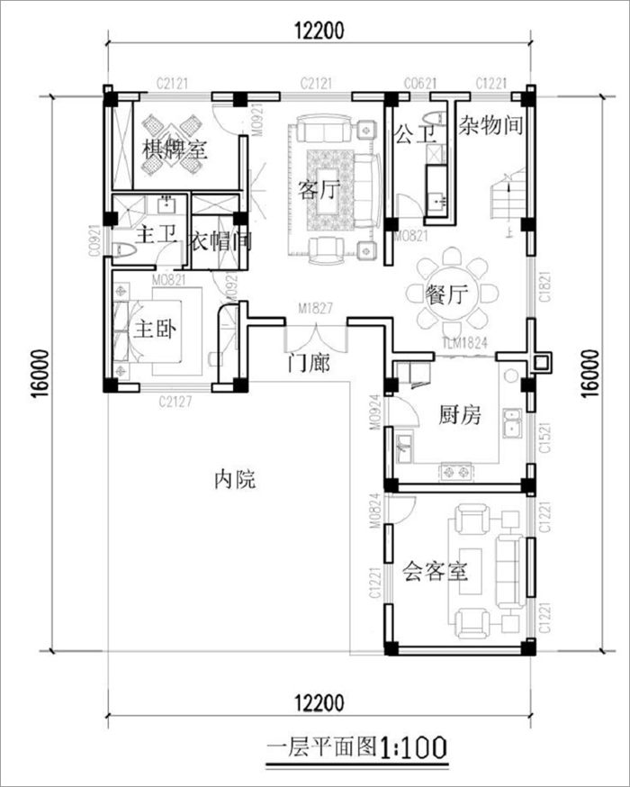 中式庭院別墅平面圖
