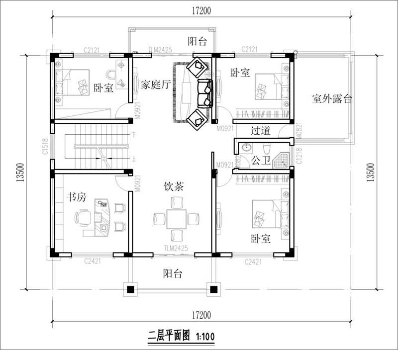農(nóng)村三層別墅新款二層戶(hù)型圖