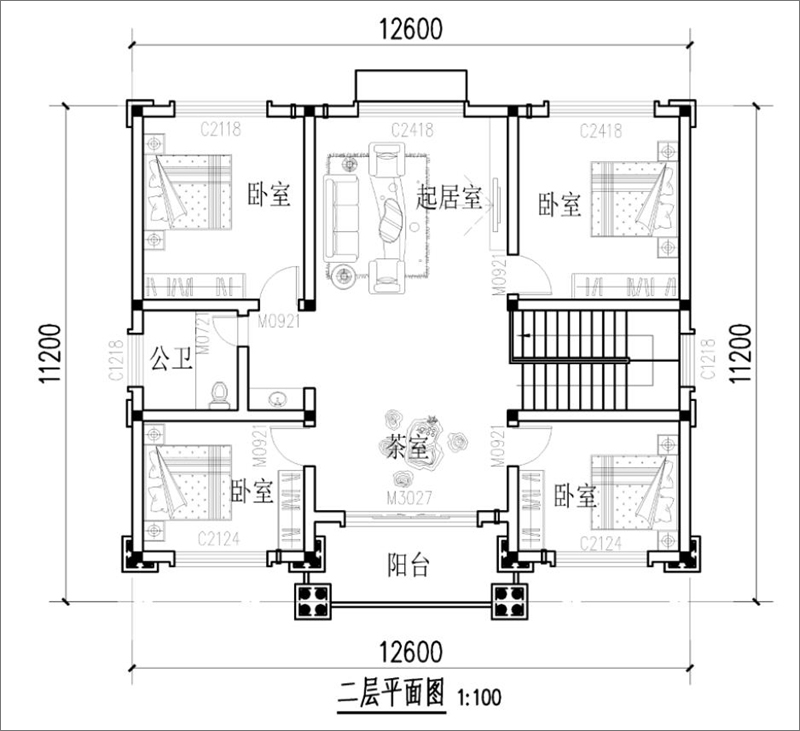 農(nóng)村別墅設計二層戶型圖