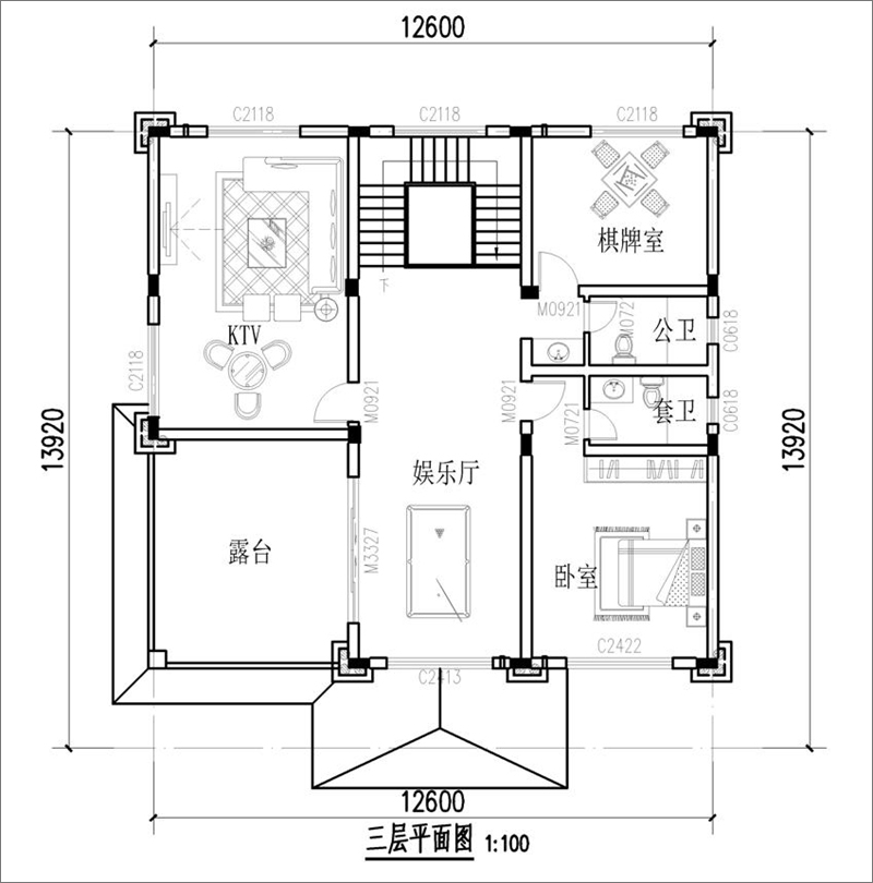 農(nóng)村自建別墅三層戶型圖