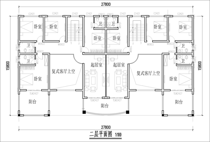 雙拼法式別墅設計平面圖