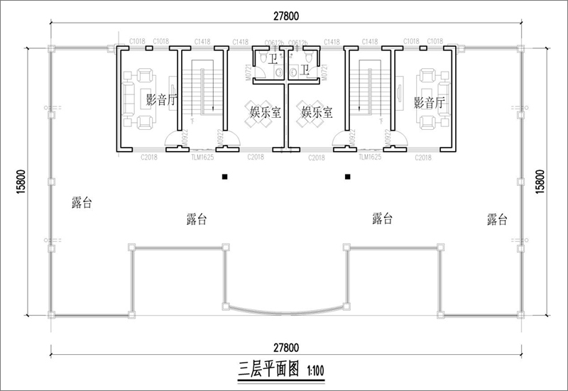 法式雙拼別墅設計圖紙