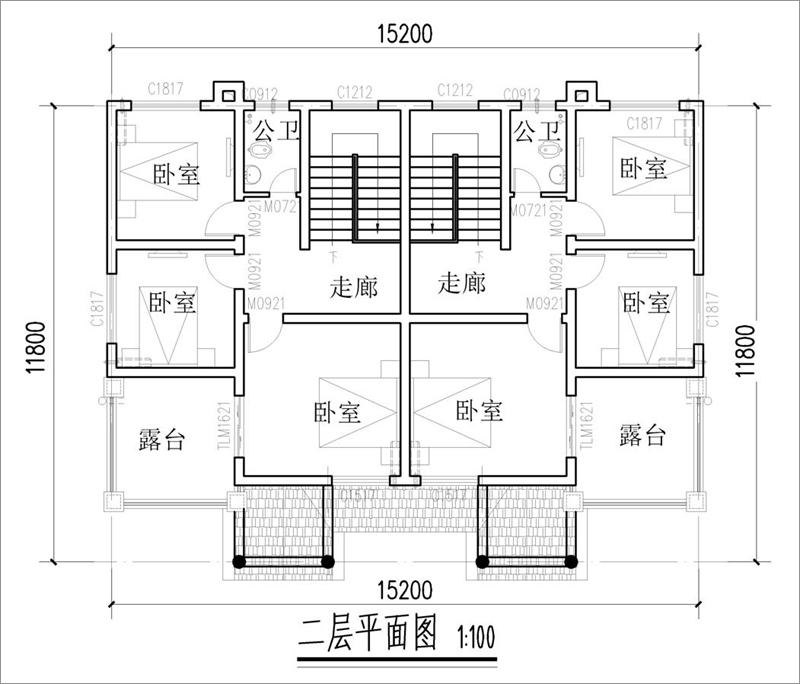 農村雙拼別墅設計平面圖