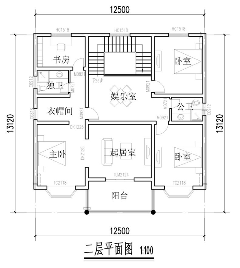 農(nóng)村二層歐式房子設(shè)計平面圖