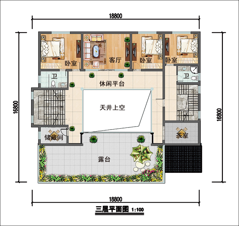 新中式三層獨(dú)棟別墅平面圖