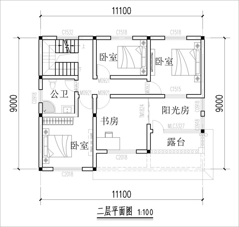 農(nóng)村別墅二層平面圖