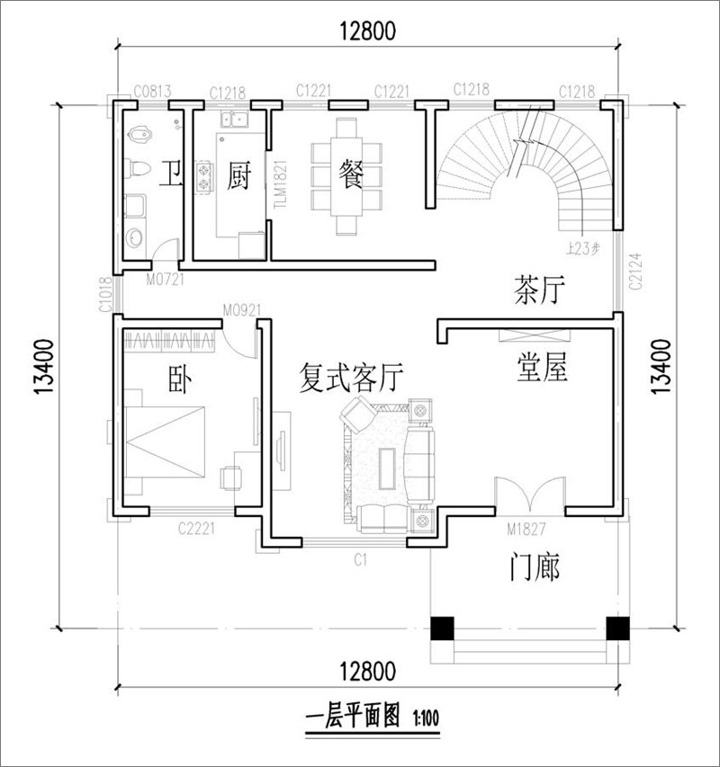 自建別墅一層平面圖