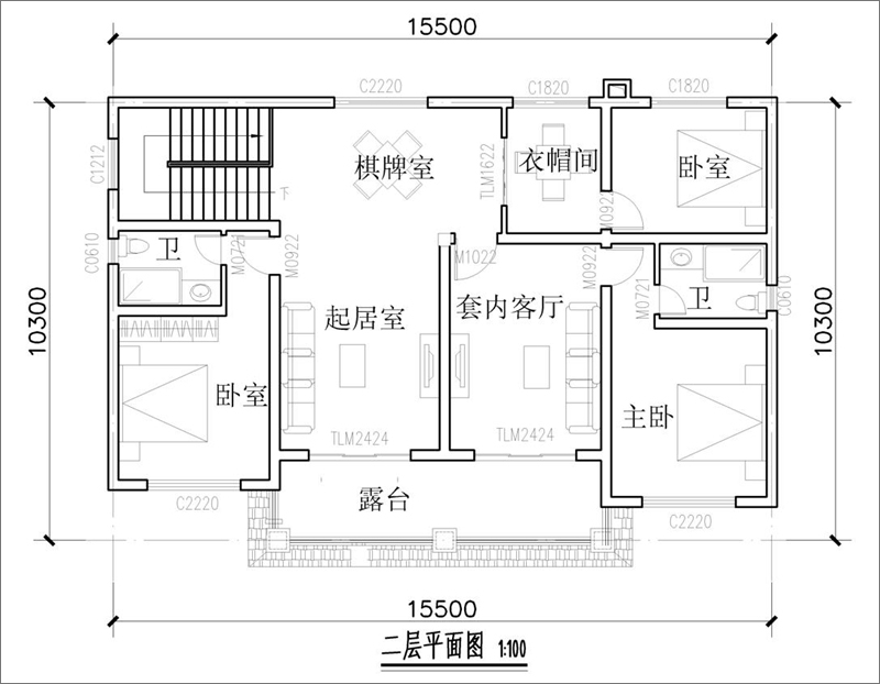別墅二層戶型圖