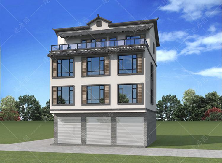 四層臨街自建房設計圖紙，底層商鋪上面住宅