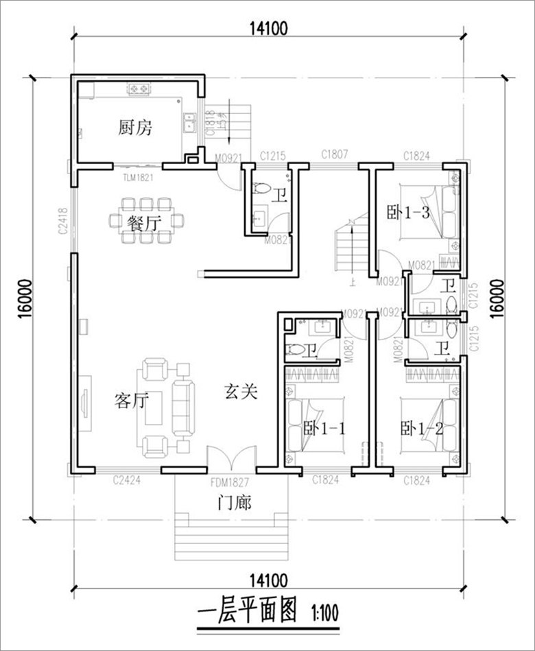 農村二層別墅設計戶型圖