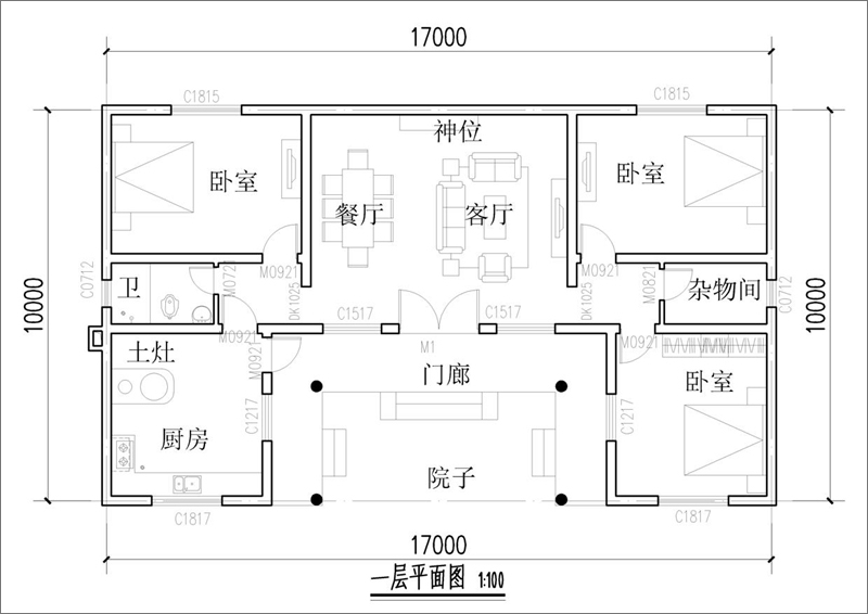 農村小型三合院平面圖