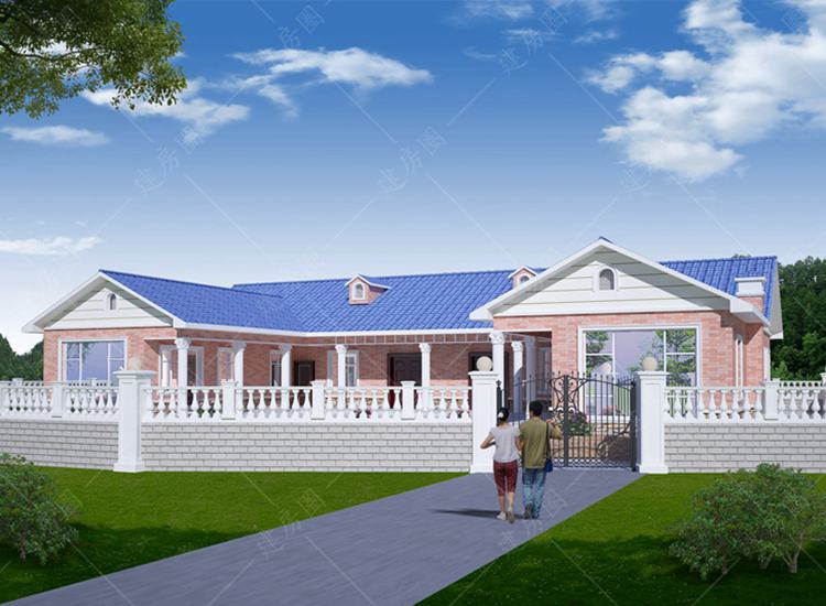 兄弟合建一層歐式田園風(fēng)格鄉(xiāng)村房屋設(shè)計(jì)，帶堂屋柴火房