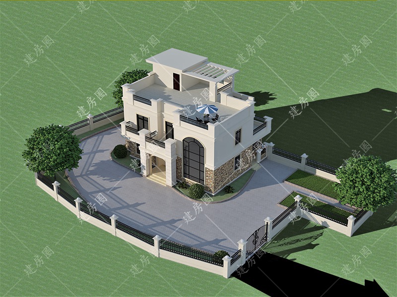 14米x12米現(xiàn)代自建房設(shè)計效果圖