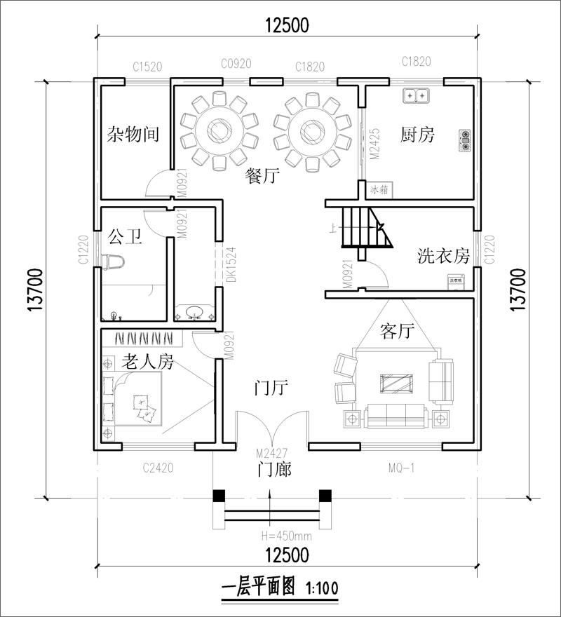 農村160平方自建房設計平面圖