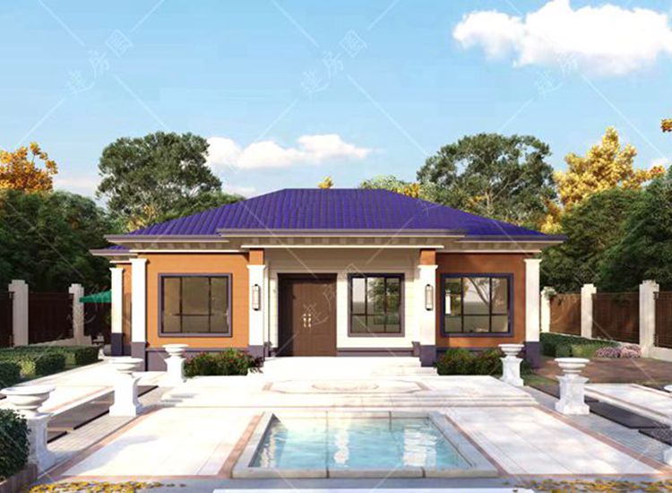 農(nóng)村自建房一層設(shè)計(jì)圖紙，帶庭院景觀設(shè)計(jì)