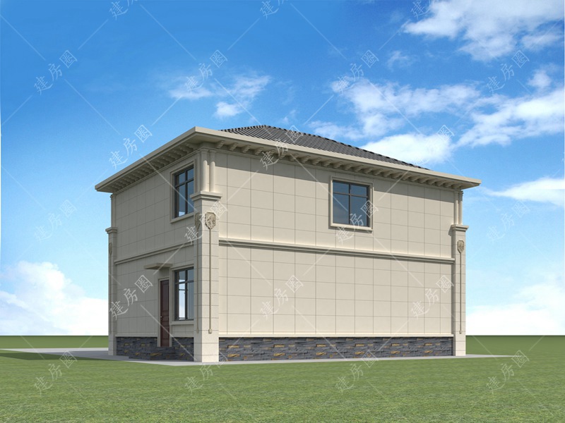 12米x10米農村兩層自建房外觀設計圖紙