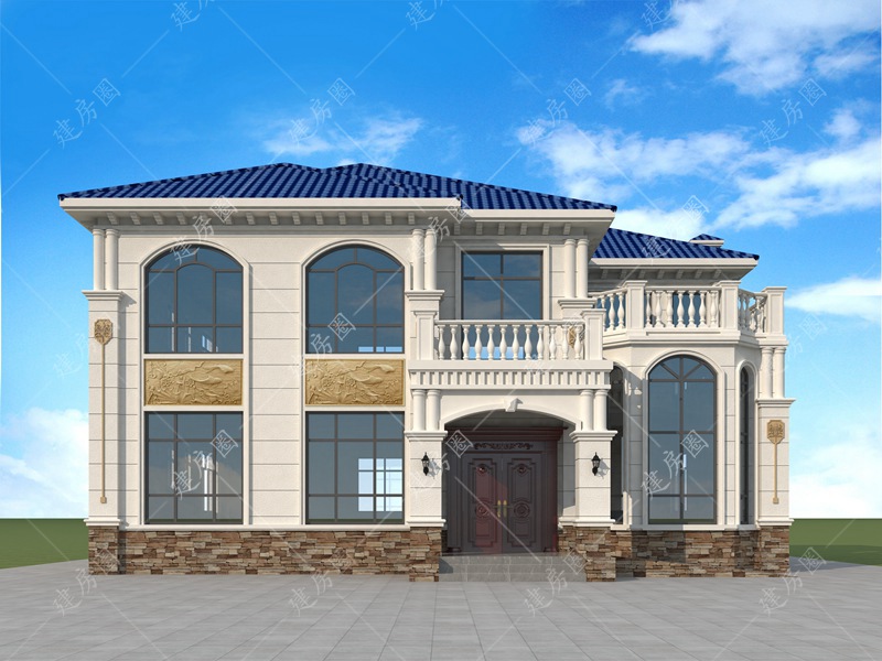 開(kāi)間15米進(jìn)深12米兩層別墅自建房設(shè)計(jì)圖紙，造價(jià)不高，外觀大氣