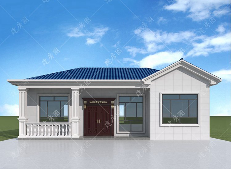 12米x10米農(nóng)村一層自建房設(shè)計(jì)圖紙，三室一廳外觀簡潔