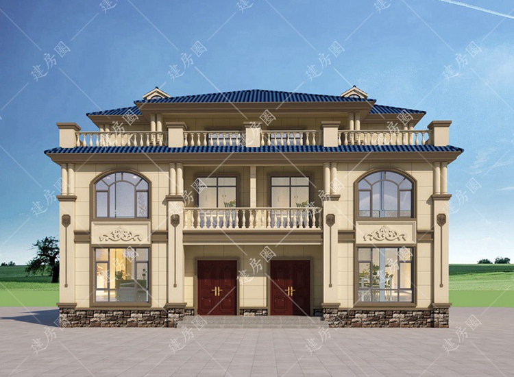 農(nóng)村三層歐式雙拼別墅設(shè)計(jì)圖，功能實(shí)用，外觀大氣