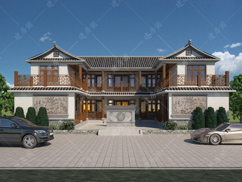 農(nóng)村二層三合院設(shè)計效果圖