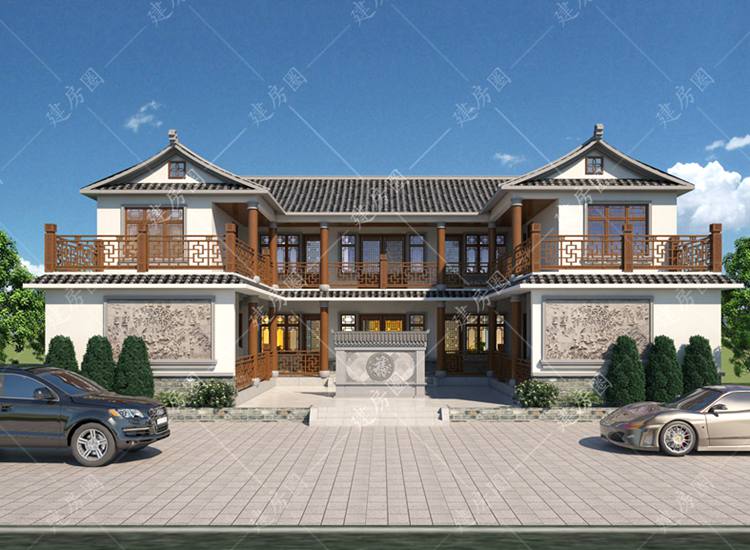 開(kāi)間14米進(jìn)深14米兩層四合院設(shè)計(jì)圖紙，經(jīng)典大氣帶堂屋