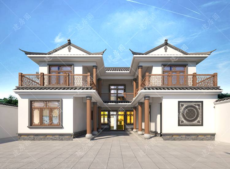 農(nóng)村自建中式別墅二層外觀效果圖合集，第三套建的人很多，顏值也高