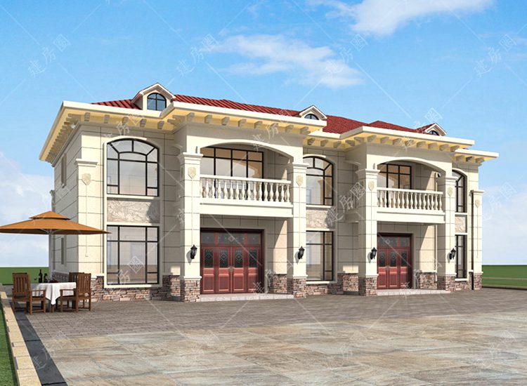 兩兄弟合建21米x11米兩層自建房設(shè)計圖紙，歐式經(jīng)典大氣