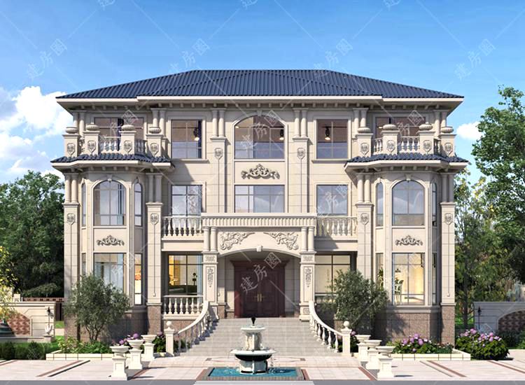 800平方歐式大別墅設(shè)計(jì)圖，豪華帶地下室電梯設(shè)計(jì)