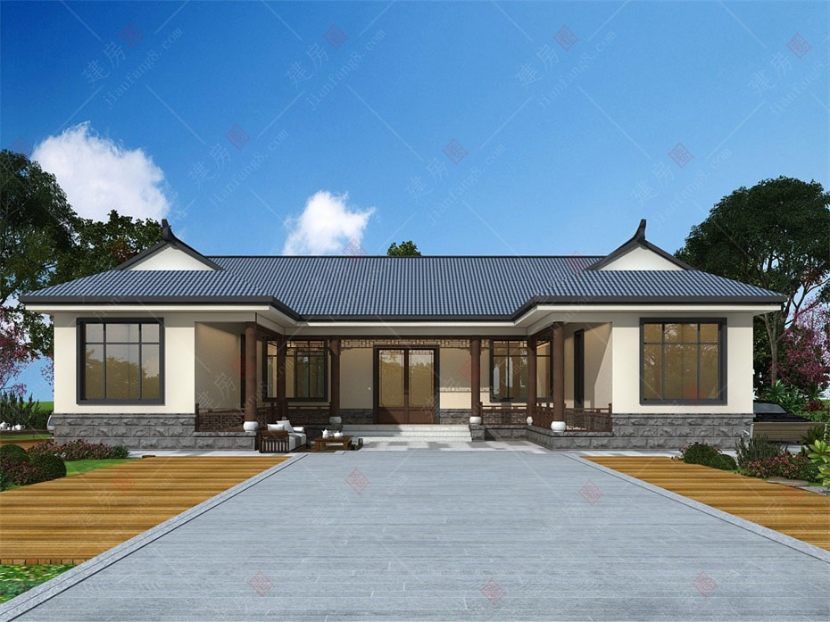 18米x12米農(nóng)村一層三合院，布局緊湊帶柴火房外觀簡約，鄰居都夸好看